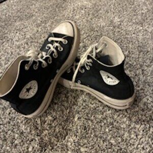 Black platform chunky All Star Converse size 8 high tops